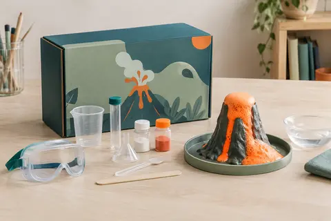 Kit scientifique Patifeed en plastique posé sur une table claire avec des accessoires d’expérience