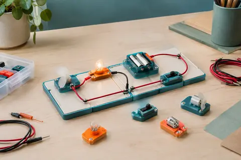 Kit de circuits électriques RHD avec modules en plastique, fils de connexion et base de montage en plusieurs parties